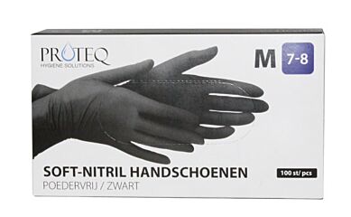 Proteq Handschoen Nitrile Zwart M Ongep.