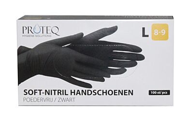 Proteq Handschoen Nitrile Zwart L Ongep.